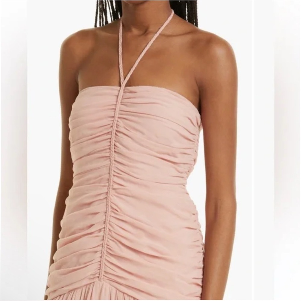 New! Veronica Beard Lucine ruched silk-crepon halterneck maxi dress Sz 6‎ $958 - Picture 4 of 10